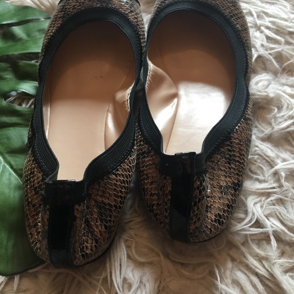 Cole Haan stretchy snakeskin black toe flats - Picture 3 of 5